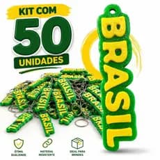kit com 50 chaveiros do Brasil, ideal para brindes, lembrancinhas e presentes