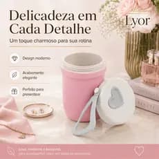 Pote Térmico de Bambu e PP Parede Dupla com Alça de Silicone e Tampa Rosa ou Azul 300ml - Lyor