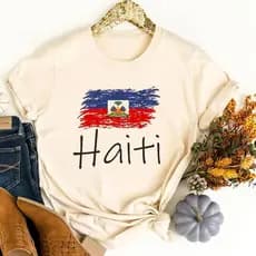 Camiseta Haiti Adolescente Retro Vintage Geek Anos 2000 y2k vintage top tees Barato meme goth y2k Gráfico
