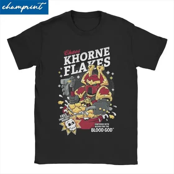 Homens Mulheres Camisetas Caos Khorne Flocos Vintage De Manga Curta W-Warhammer 40k T Camisa Crewneck Roupas Presente Id