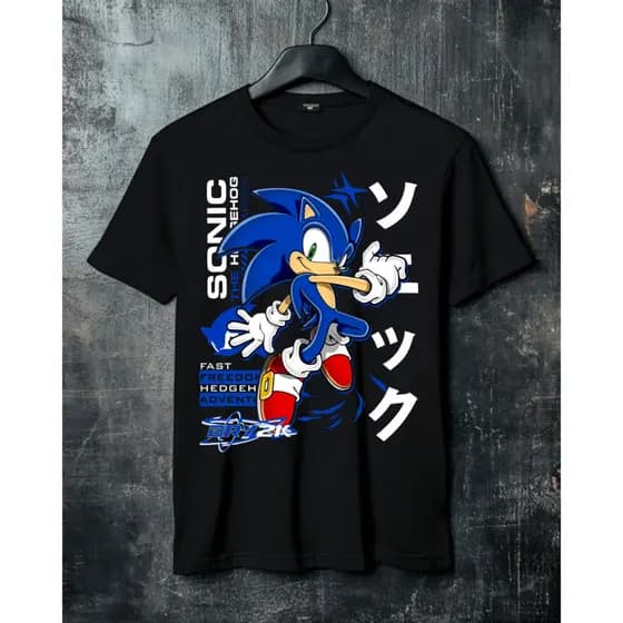 Camiseta Camisa Sonic Cute Harakuju Cartoon Geek Korean Kawai Vintage PROMOÇÃO