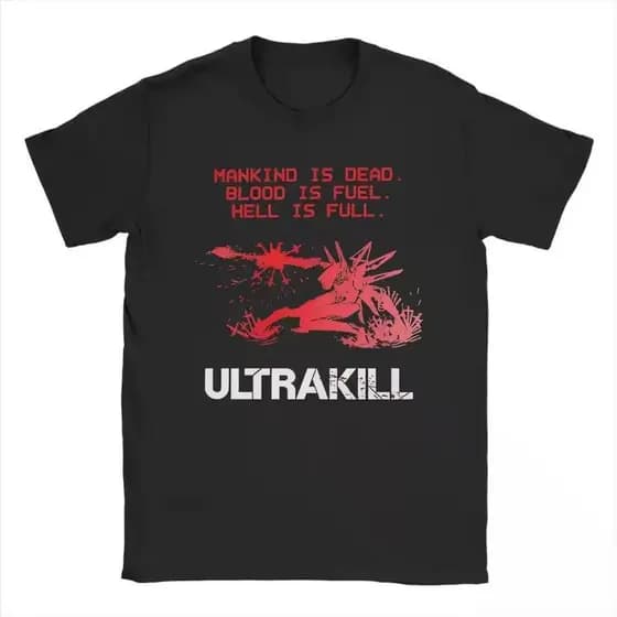 Camiseta  T-Shirts for Men Ultrakill Humorous High Cotton Tees Crewneck Short Sleeve T Shirts Printing Clothes Street