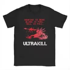 Camiseta  T-Shirts for Men Ultrakill Humorous High Cotton Tees Crewneck Short Sleeve T Shirts Printing Clothes Street