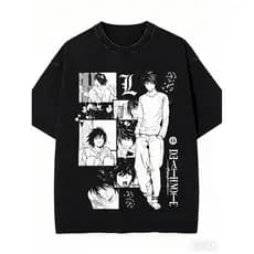 Camiseta Camisa Death Note L Lawliet Anime Mangá T-shirt Streetwear Vintage Korean Y2k Geek Kawai