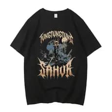 Tung Sahur Algodão Camiseta Masculina Confortável Roupas Coreanas anime Pastel streetwear Gráfico Cultura Pop Vintage