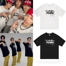 Novo produto exclusivo Lngshot Park Jae-Fan Combinação Sala de prática de dança Roupas periféricas Mesmo estilo Camiseta