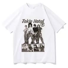 Tokio Hotel Camiseta Adolescente Na Moda Cultura Pop 80s kawaii Gótico streetwear Confortável Grunge 2000s Gráfico