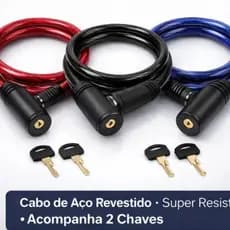 Corrente Cadeado para Moto Bicicleta Bike Segurança Estepe Trava Anti Furto Cabo Aço 7x630mm