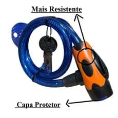 Corrente Cadeado 10x630mm Trava Tranca Anti Furto Bicicleta Moto Portão Chave Porta Corrente Segurança