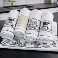 Kit 5 Panos de Prato Jacquard Grandes 100 % Algodão 50×70 cm Alta Absorção