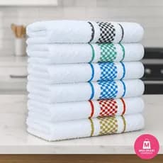 Kit 6 Panos de Prato Jacquard 45x70 Atoalhado Toalha Copa Felpudo Cozinha