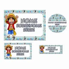Etiquetas Escolares One Piece Kit 80 Unid Personalizado Volta as Aulas Identificação