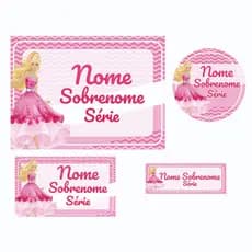 Kit 80 Etiquetas Adesivas Barbie Princesa Escolar Menina  Identificação Material Em Vinil