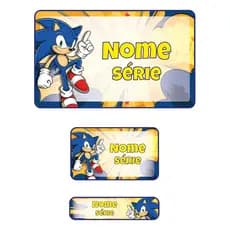 120 Etiquetas Escolar Personalizada Sonic Vinil Prova D'água Resistente Volta as Aulas