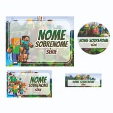 80 Etiquetas Adesivas Minecraft Escolar Personalizada Kit Identificação Volta às Aulas Resistente Água