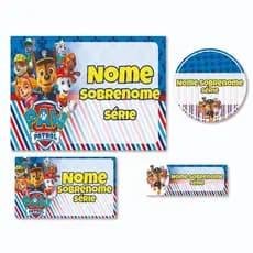 Kit 80 Etiquetas Escolares Patrulha Canina Personalizadas Vinil Adesivo Nome e Série Para Lápis e Caderno - Resistente