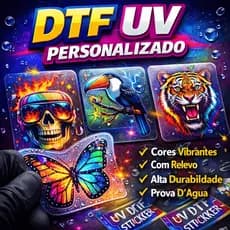Adesivo Transfer DTF UV A4/A3/Metro - Personalização de canecas, copos, garrafas com alto relevo
