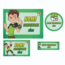 Kit 80 Etiquetas Adesivas Ben 10 Escolar Personalizada Volta às Aulas Adesivo De Identificação Para Menino Resistente