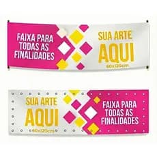 Banner Faixa Lona 280g Personalizado 60x120  Com Sua Arte Acabamento Incluso em Ilhós ou Madeira
