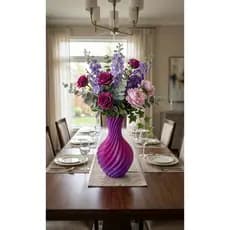 Vaso Decorativo Moderno Espiral | Vaso Decorativo para Sala e Mesa | PLA Eco Cor:Roxo Translúcido