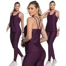 CONJUNTO FITNESS ACADEMIA Trio Calça e Blusa com Top Feminino Roupa para Treinar
