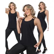 CONJUNTO FITNESS TRIO Calça e Blusa e Top Feminino Roupa para Treinar Academia Corrida