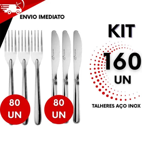 Kit 160 Peças de Talheres Aço Inox 80 Garfos 80 Facas Mesa Casa Para Cozinha Restaurantes.