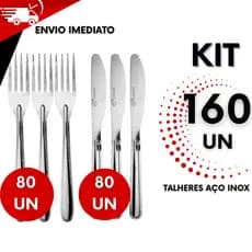 Kit 160 Peças de Talheres Aço Inox 80 Garfos 80 Facas Mesa Casa Para Cozinha Restaurantes.