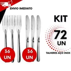 Kit 72 Talheres em Aço Inox – Conjunto com 36 Facas e 36 Garfos Resistentes para Casa, Festas e Restaurantes
