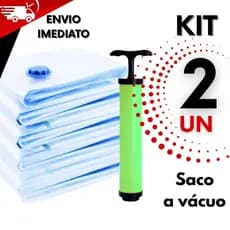 KIT CONJUNTO 2 sacos a vácuo para organizar guarda roupa, mala de viagem + 1 Bomba