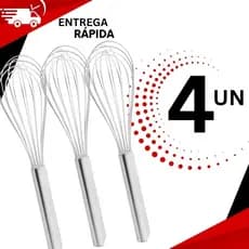 Combo 4 Fue Profissional Batedor de Ovos Fuê Fouet Inox Omelete Bolo Cozinha Misturador de Massas Clara em Neve