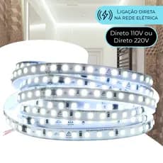 Fita Led Ligação Direta 120leds/m Rolo 10m 110v/220v Não Usa Fonte Iluminação Decoração casa IP20