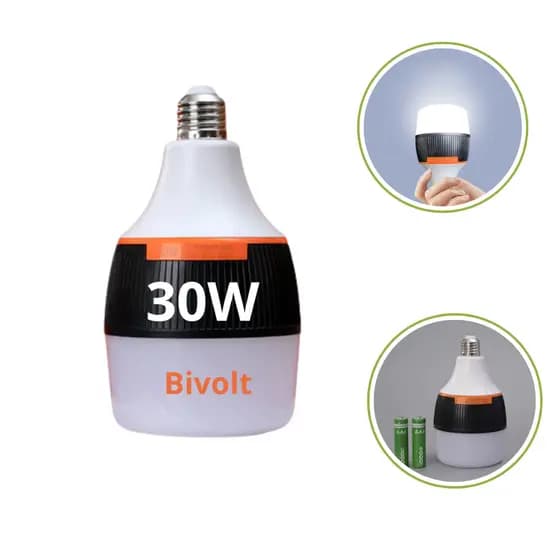 Lâmpada De Emergência  30w Recarregável  Dupla Função Luz Potente