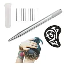 Kit Caneta Desenhos Tebori + Lâminas Design Capilar + Brind