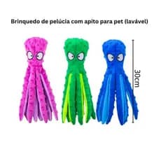Kit 2 Brinquedos Pet Azul e Roxo Polvo Mordedor Grande – Pelúcia com Som Anti-Stress Resistente