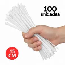 Kit 100 Abraçadeiras Enforca Gato De Nylon Cintas Plasticas Branco 3,6 x 150mm