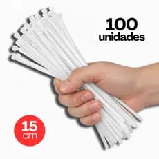 Kit 100 Abraçadeiras Enforca Gato De Nylon Cintas Plasticas Branco Resistente 3,6 x 150mm