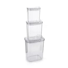 Conjunto de Potes Herméticos Kit 3 Tamanhos 400 Ml 900 Ml 2000 Ml Mantimentos de Cozinha Acrílico Armário Dispensa