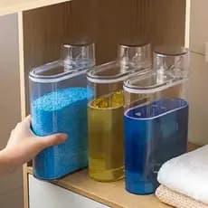 Dispenser Multiuso 2000 ML Lavanderia Organizador Transparente Tampa hérmetica Sabão em pó Sabonete Liquido Amaciante