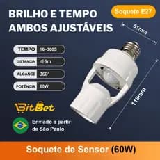 KIT 4 Sensor de Movimento para lâmpada sensor de presença Com Fotocélula Para Lâmpada Soquete Bivolt 110V~220V UT-78