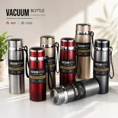 Garrafa 800ml ou 1000ml Inox Térmica Com Infusor Prata Dourada De Água Café Parede Dupla Com Alça CP-23/CP-24