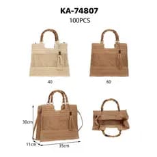 KA74807 BOLSA DE PALHA COM ALÇA DE BAMBU LANÇAMENTO
