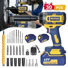 Chave De Impacto Parafusadeira Profissional 48v 500n.m Sem Fio 2 Baterias Bivolt E Acessórios Wetoke