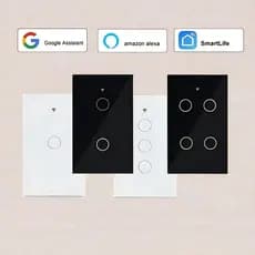 Interruptor Inteligente Touch 1/2/3/4 Botão WiFi Smart Automação,Compatível Alexa Google Smart Tuya