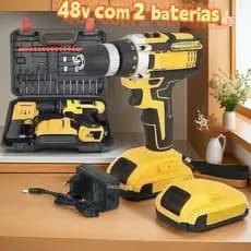 Parafusadeira Furadeira 48V/18V 2 Baterias Com Maleta e Acessórios Completo-Techo Pro