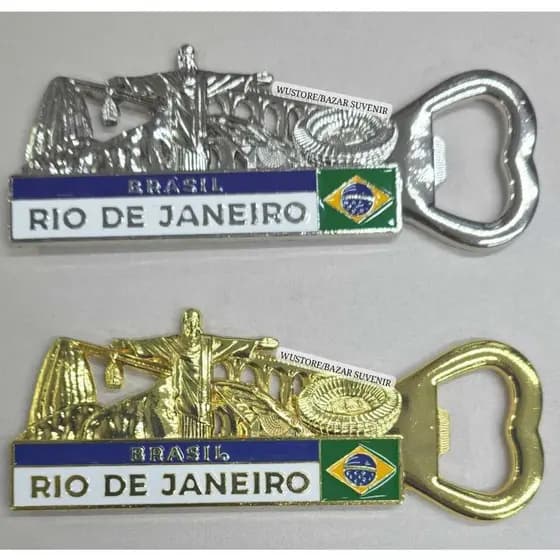 Imã 2 Em 1 Metal Abridor Rio De Janeiro Brasil Lembrança Coleção RJ Pronta Entrega