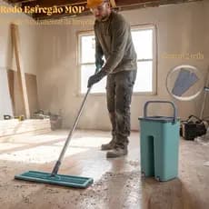 Esfregão Rodo Balde Mop Limpa Chão Cabo 1,60m Regulável Inox