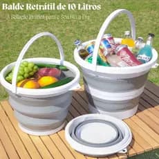 Balde Dobrável Retrátil Fléxivel de Silicone 10 litros com Alça
