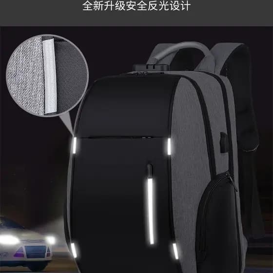 Mochila Masculina Antifurto Trava com Senha e Entrada Usb Resistente Água Riscos Costura Reforçada