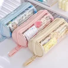 Estojo Organizador Escolar Transparente Kawaii Lápis Necessaire Viagem Maquiagem Higiene Cosméticos